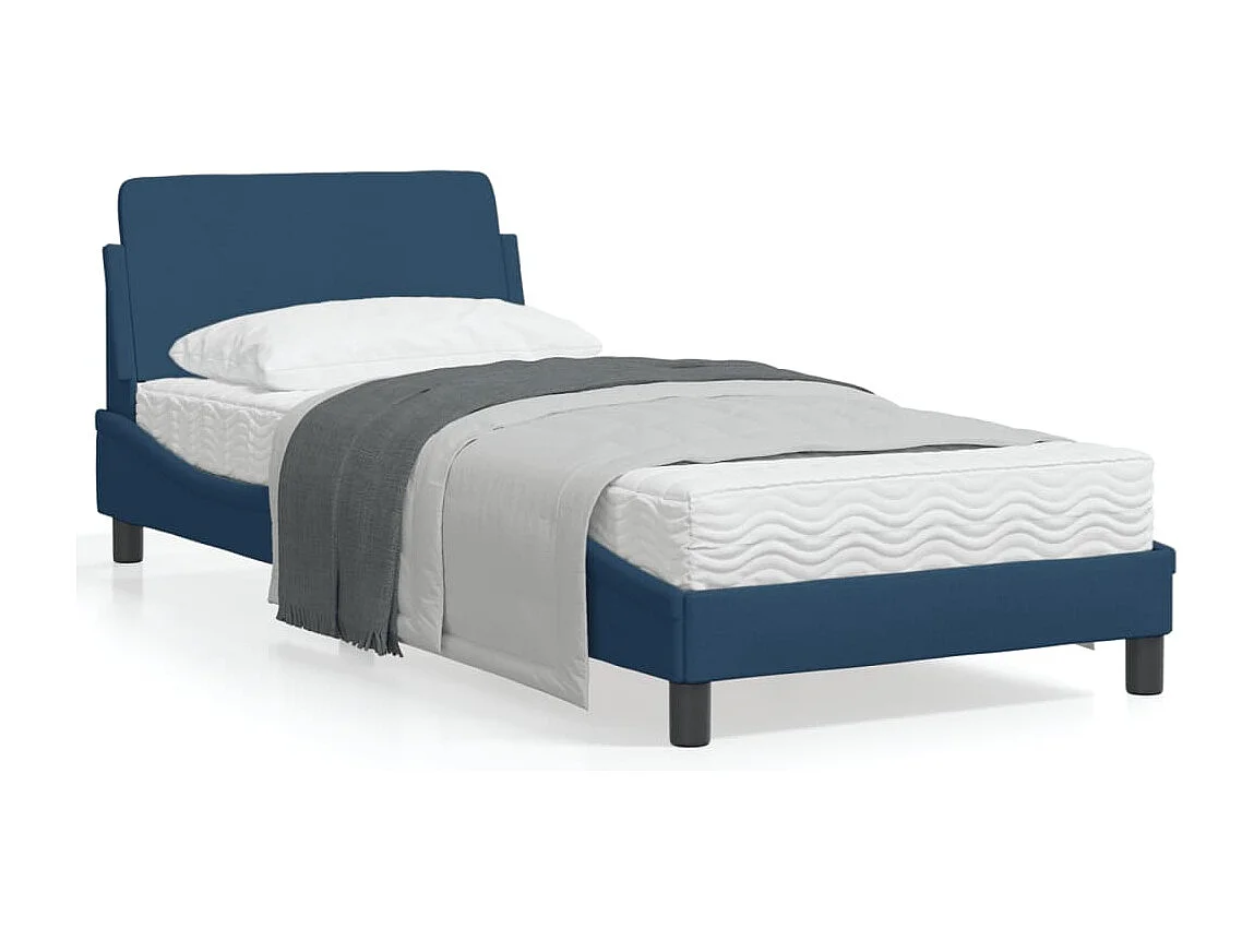 Cadre de lit avec tête de lit Bleu 80x200 Tissu