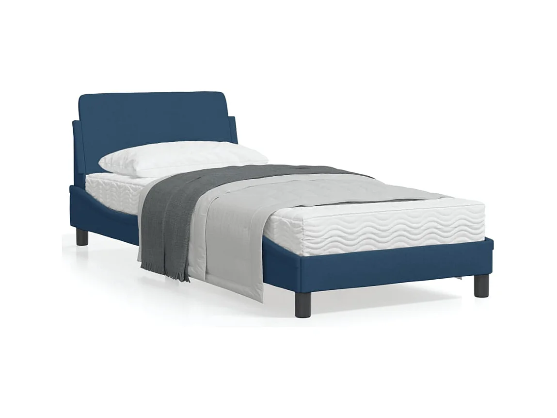 Cadre de lit avec tête de lit Bleu 80x200 Tissu