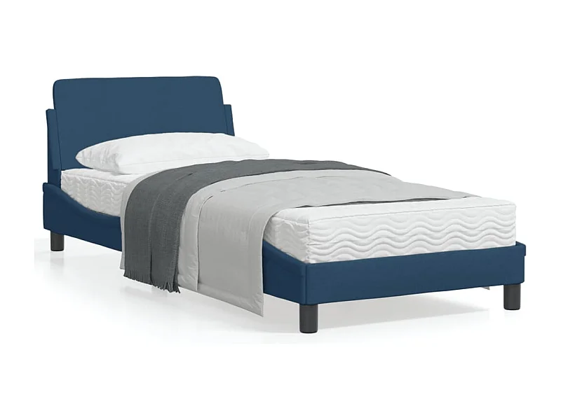 Cadre de lit avec tête de lit Bleu 80x200 Tissu