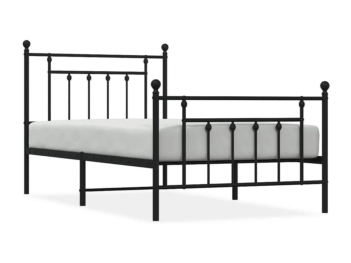 Cadre de lit métal avec tête de lit-pied de lit noir 100x190