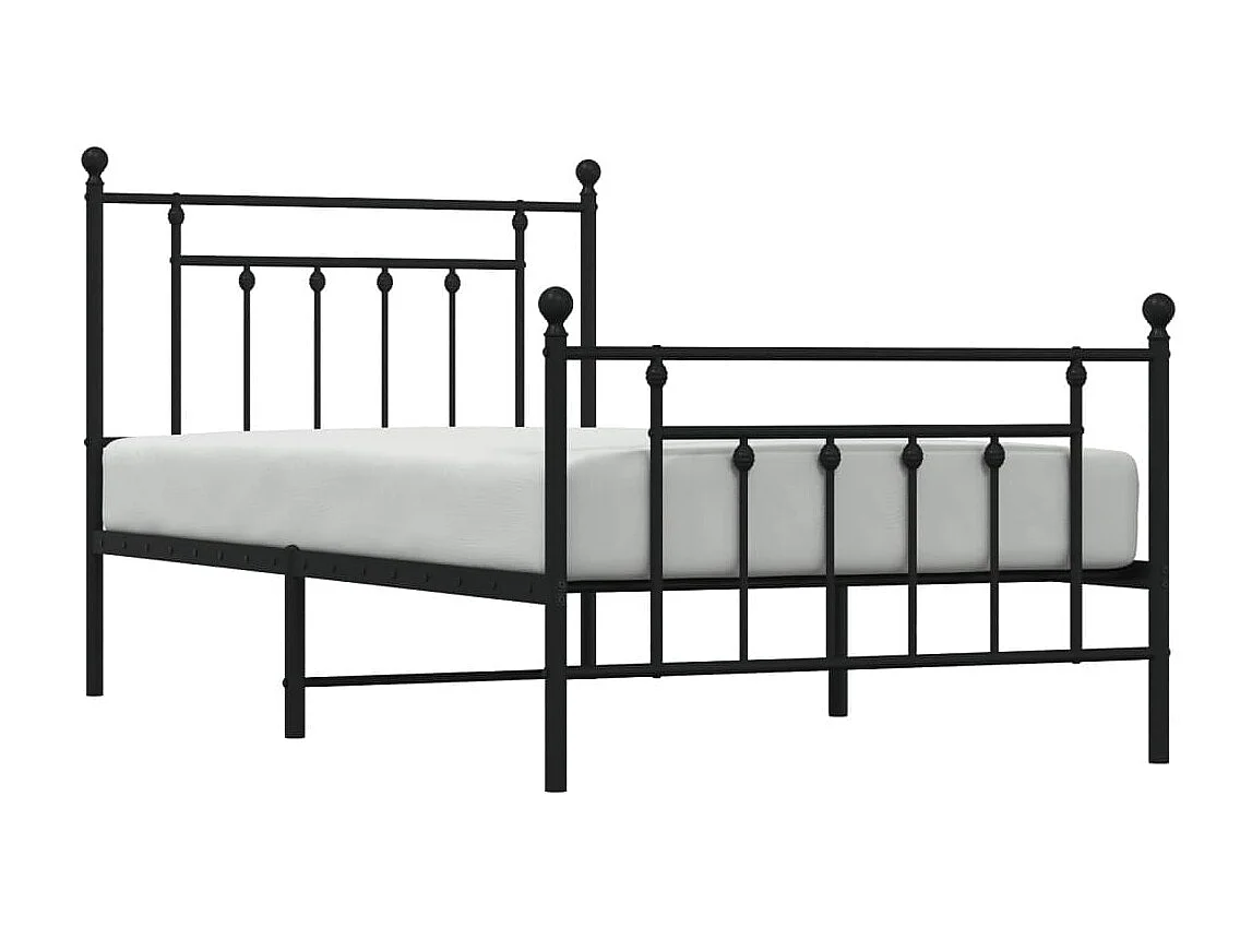 Cadre de lit métal avec tête de lit-pied de lit noir 100x190