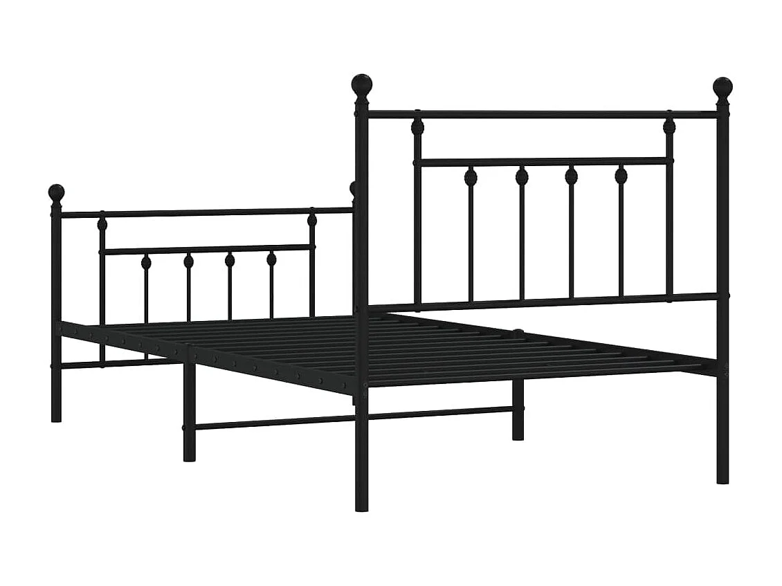 Cadre de lit métal avec tête de lit-pied de lit noir 100x190