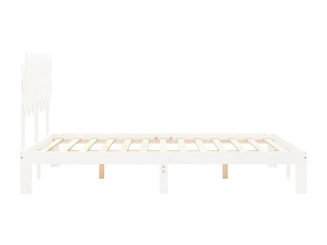 Cadre de lit avec tête de lit blanc 140x200 bois massif