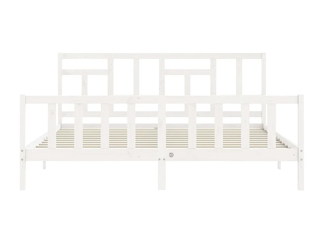 Cadre de lit avec tête de lit blanc 200x200 bois massif