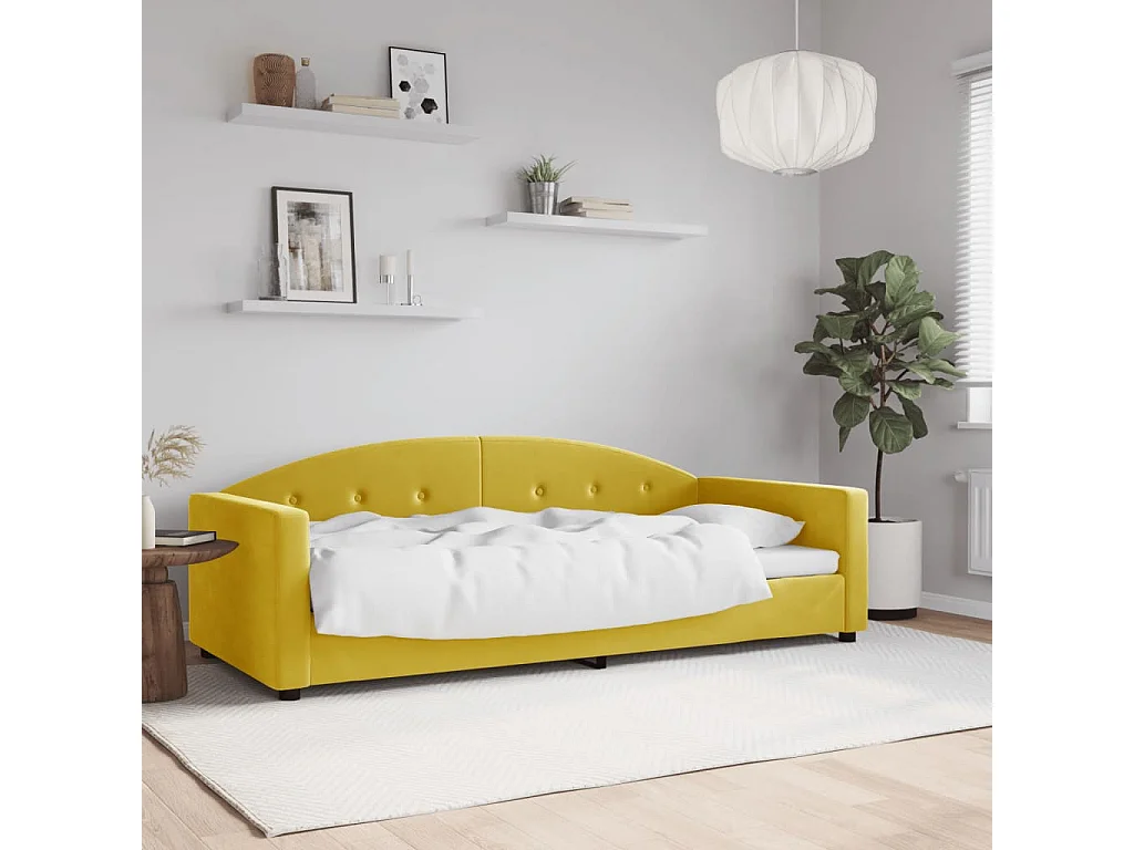 Lit de repos jaune 90x200 velours