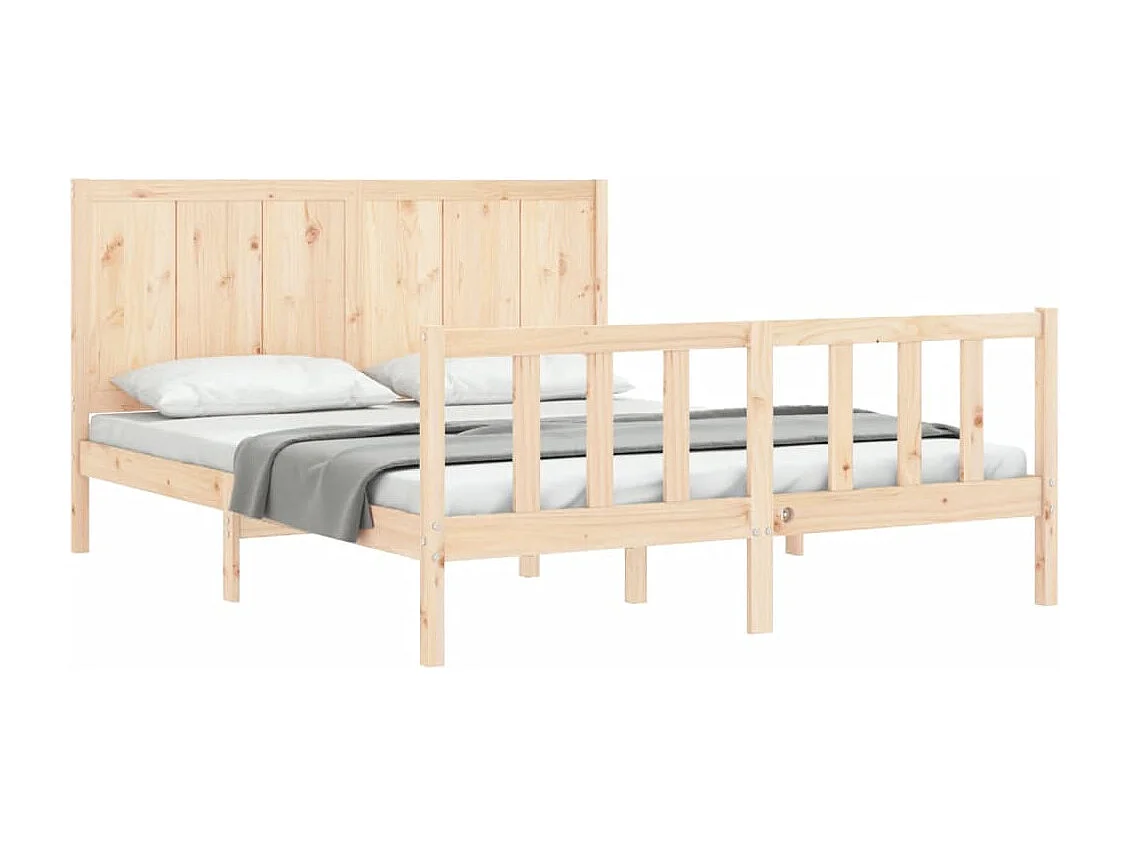 Cadre de lit avec tête de lit 160x200 bois massif