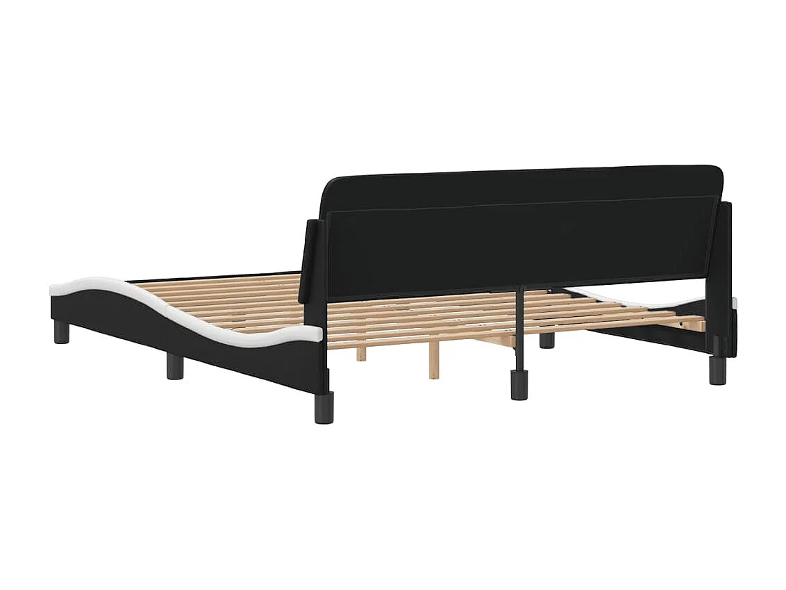 Cadre de lit et tête de lit noir et blanc 160x200 similicuir