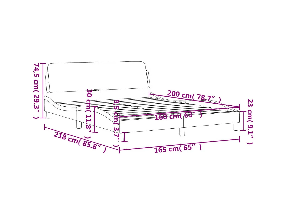 vidaXL Estructura cama cabecero cuero sintético negro blanco 160x200cm