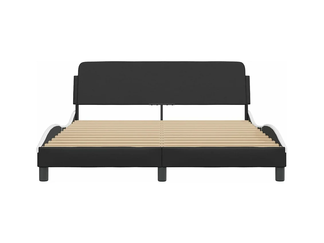 vidaXL Estructura cama cabecero cuero sintético negro blanco 160x200cm