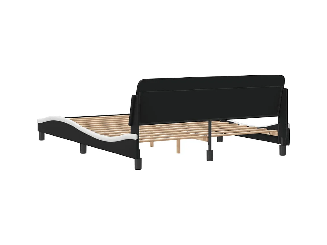 vidaXL Estructura cama cabecero cuero sintético negro blanco 160x200cm