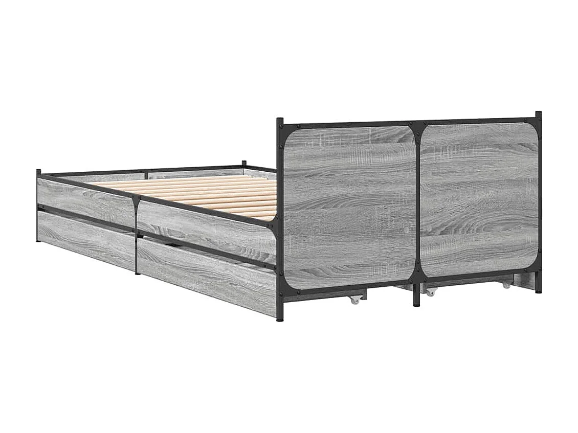 Cadre de lit et tiroirs sonoma gris 75x190 bois d'ingénierie