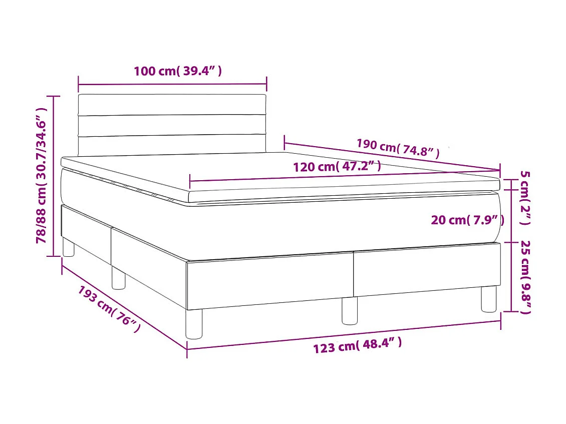 Sommier à lattes de lit avec matelas rose 120x190 velours