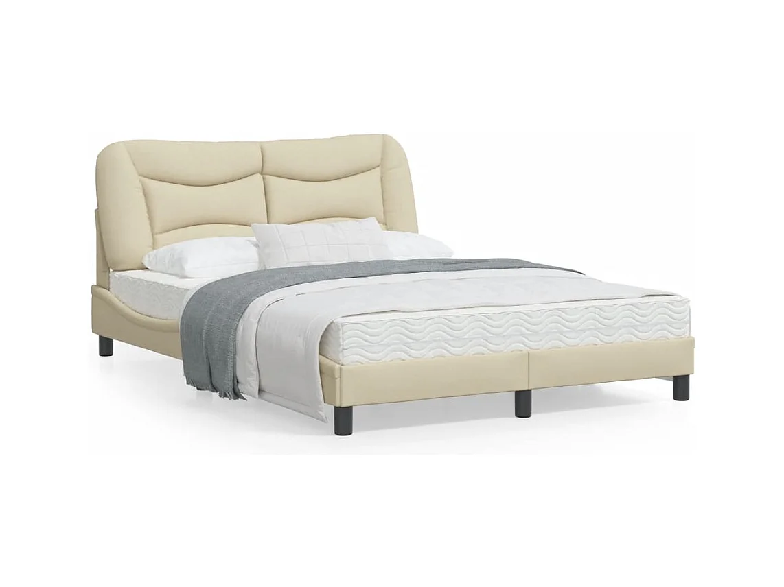 vidaXL Estructura de cama con cabecero de tela color crema 140x190 cm
