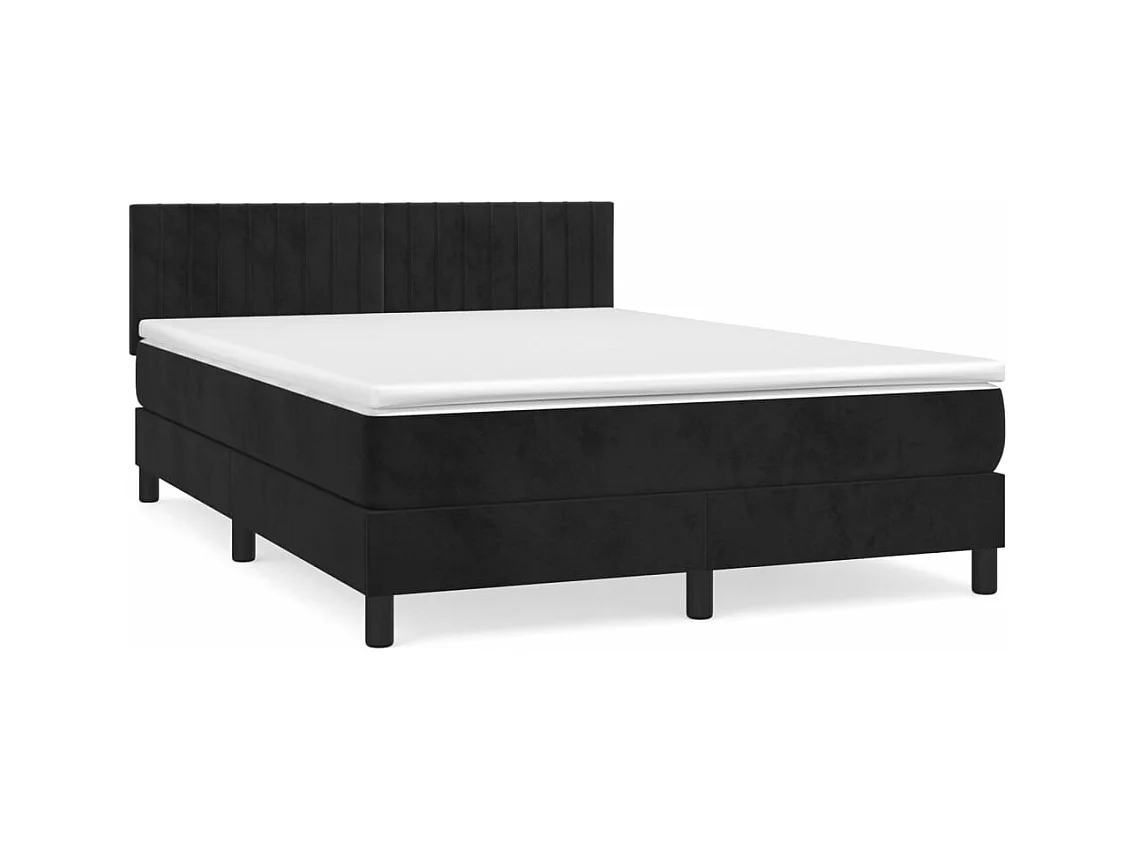 Sommier à lattes de lit avec matelas Noir 140x200 Velours