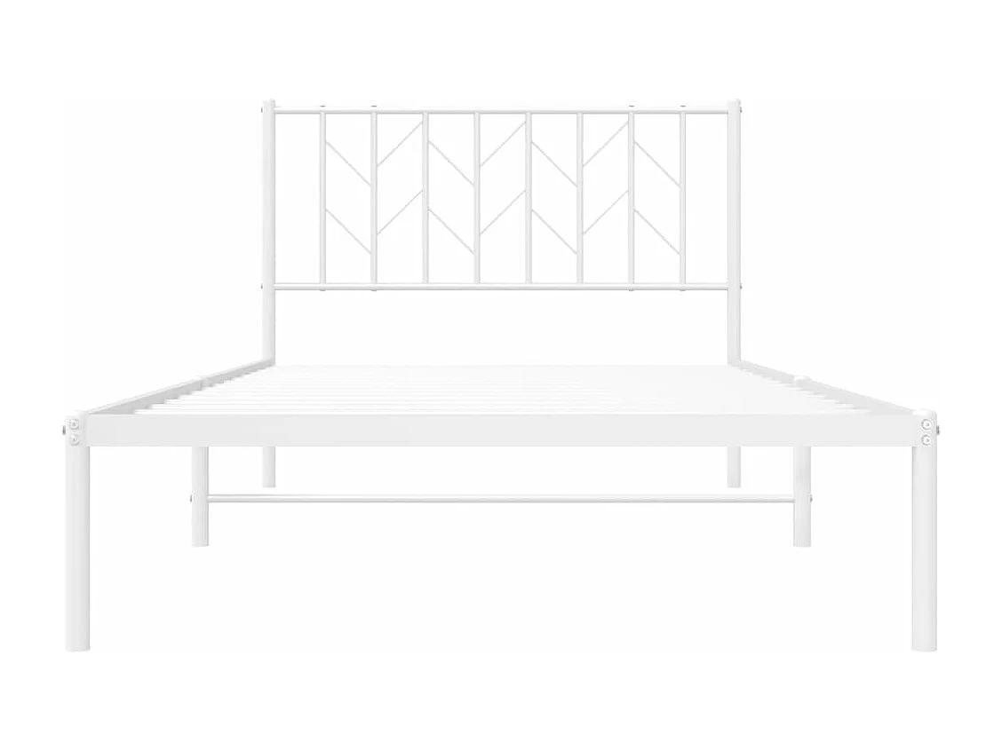 Cadre de lit métal avec tête de lit blanc 107x203