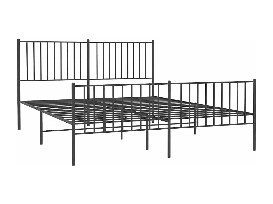 Cadre de lit métal avec tête de lit-pied de lit noir 160x200