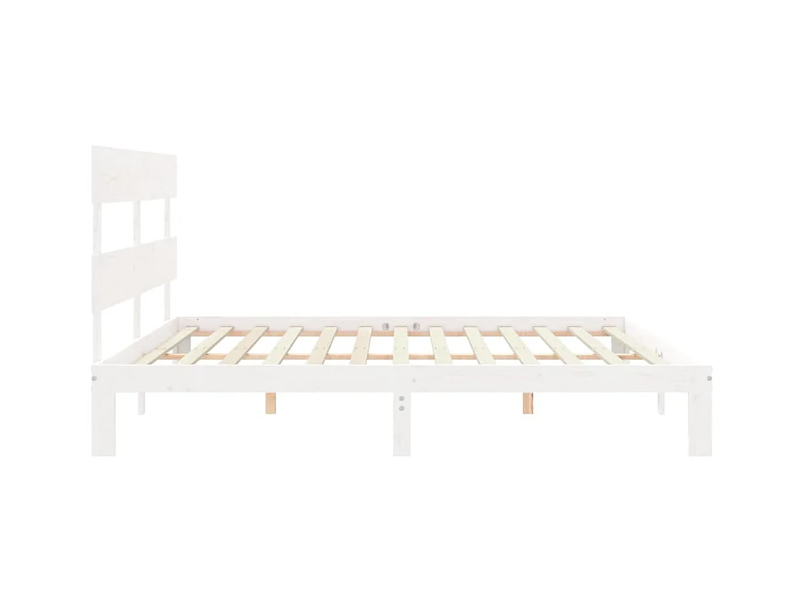 Cadre de lit avec tête de lit blanc Super King Size bois massif