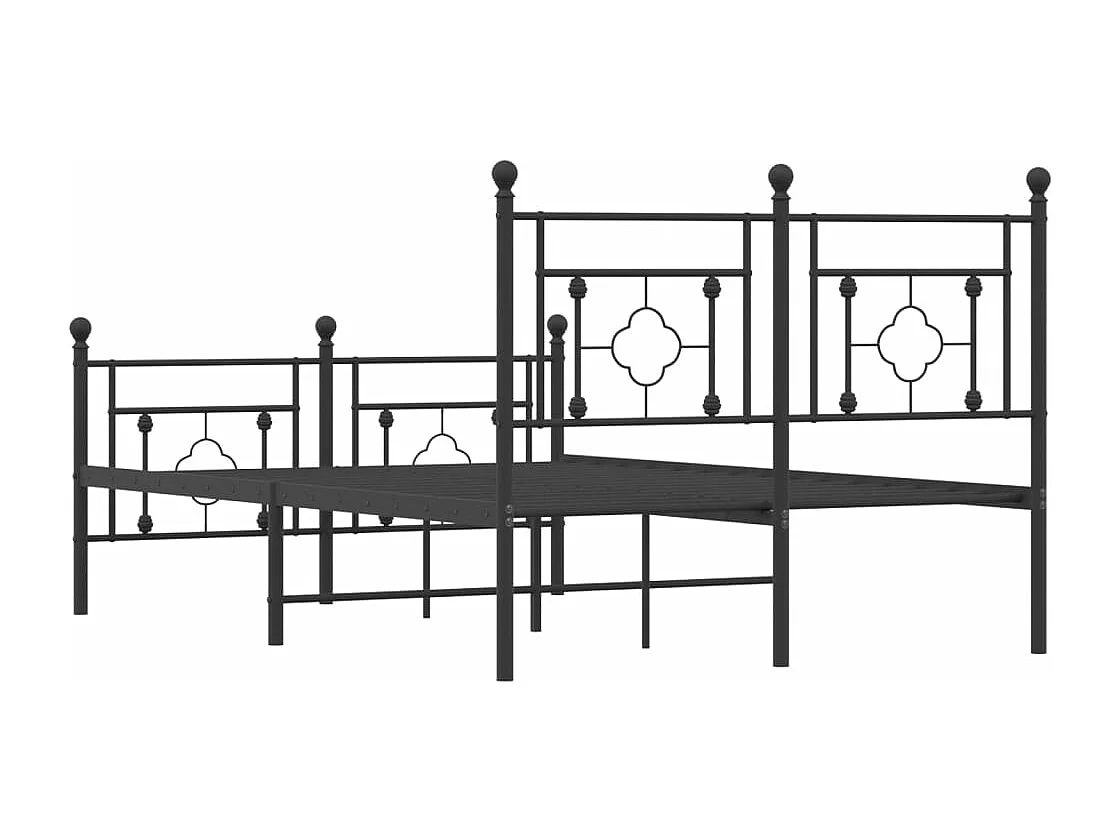 Cadre de lit métal avec tête de lit-pied de lit noir 120x190