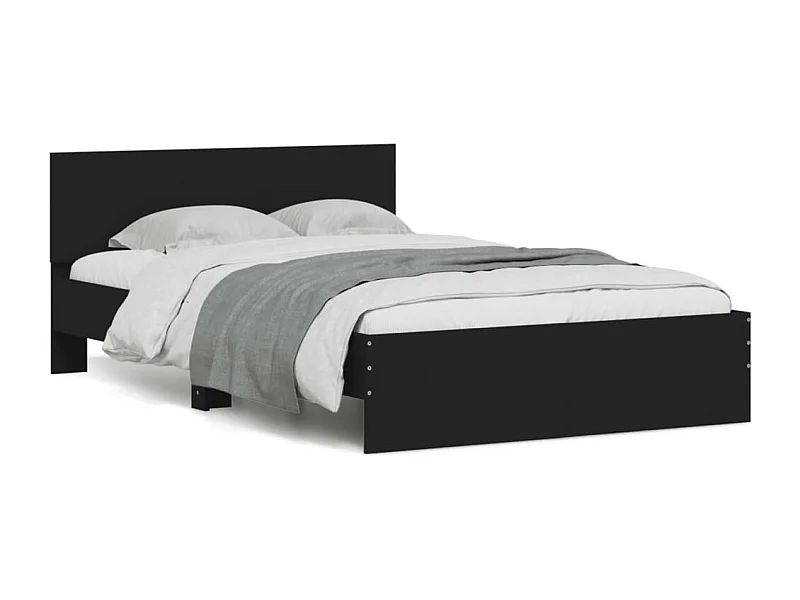 Cadre de lit avec tête de lit noir 135x190