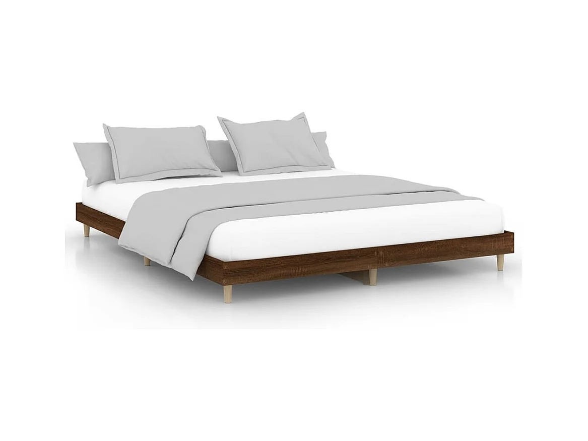 Cadre de lit chêne marron 200x200 bois d'ingénierie