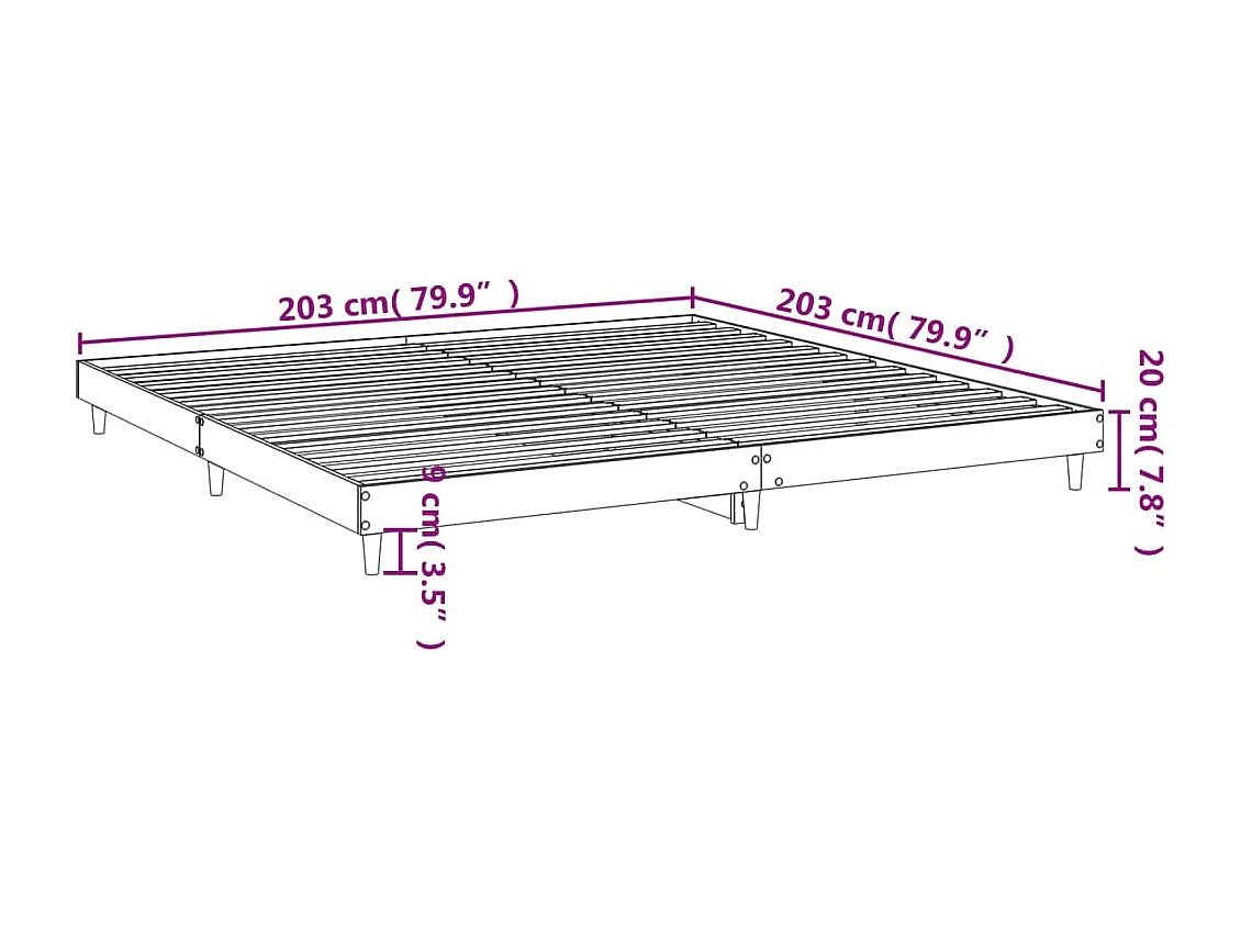 Cadre de lit chêne marron 200x200 bois d'ingénierie