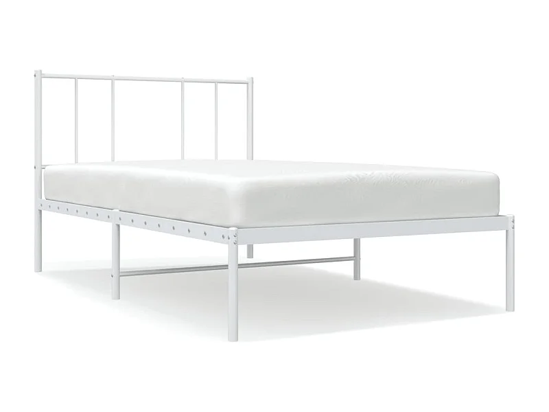 Cadre de lit métal avec tête de lit blanc 107x203