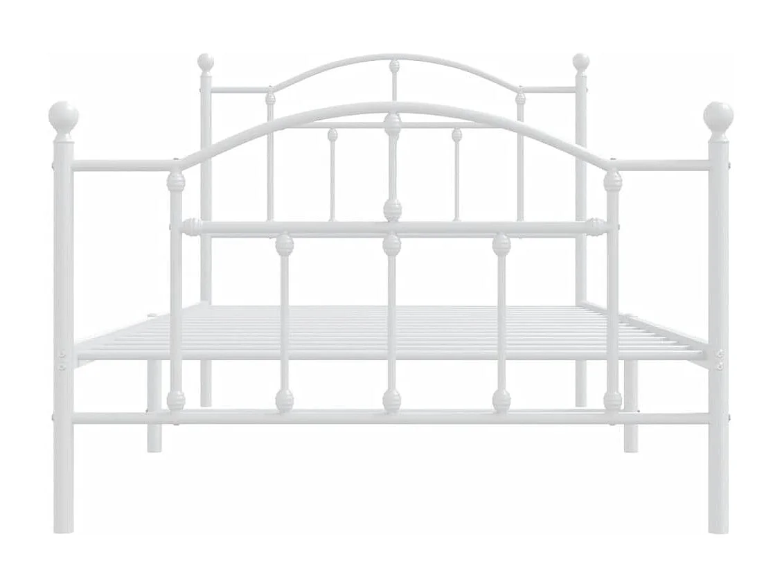 Cadre de lit métal avec tête de lit-pied de lit blanc 100x190