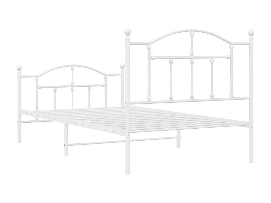 Cadre de lit métal avec tête de lit-pied de lit blanc 100x190