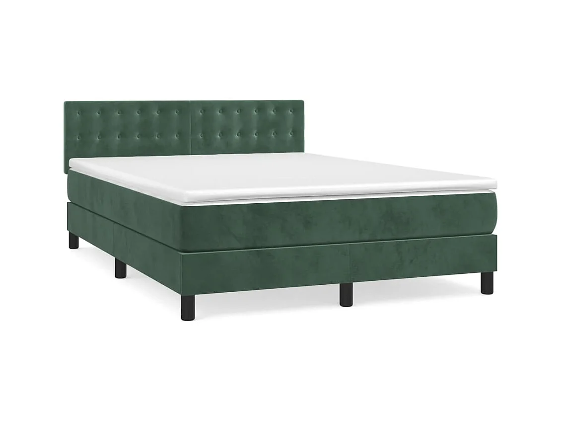 Sommier à lattes de lit et matelas Vert foncé 140x190 Velours