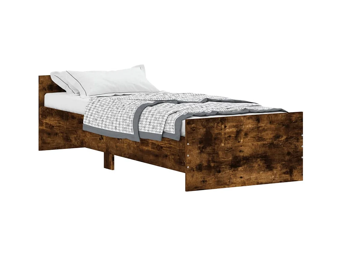 Cadre de lit chêne fumé 75x190 petit simple bois ingénierie