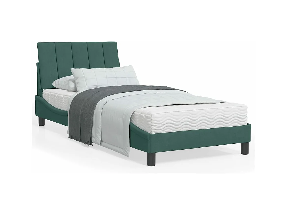 Cadre de lit avec lumières LED vert foncé 80x200 velours