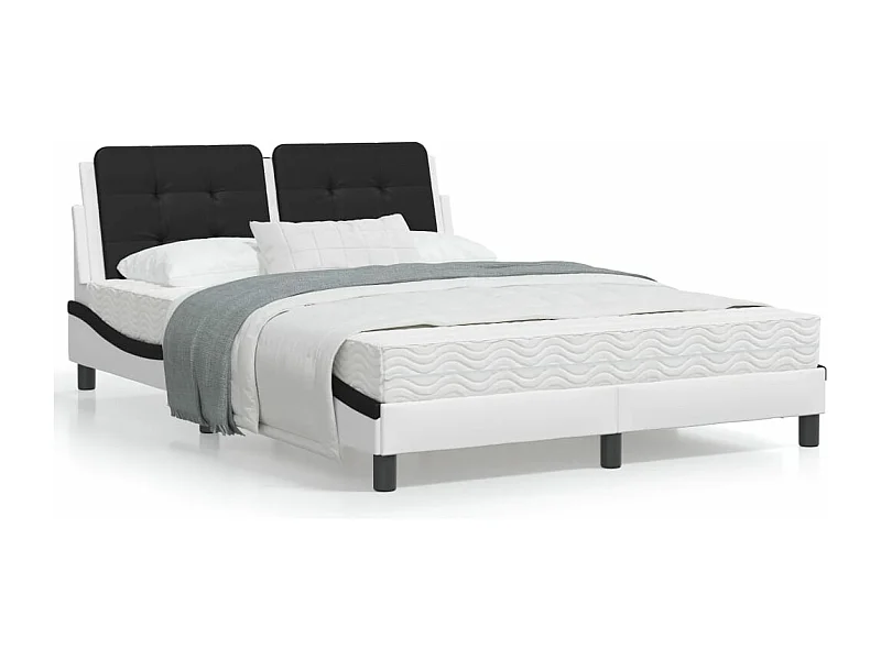 Lit avec matelas blanc et noir 140x200 similicuir