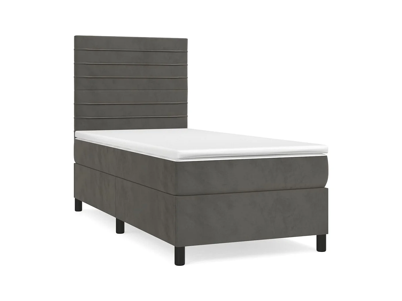 Sommier à lattes de lit et matelas Gris foncé 90x200 Velours