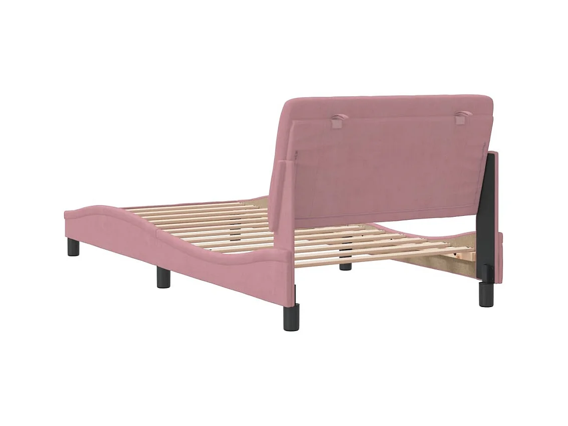 Cadre de lit avec tête de lit Rose 100x200 Velours