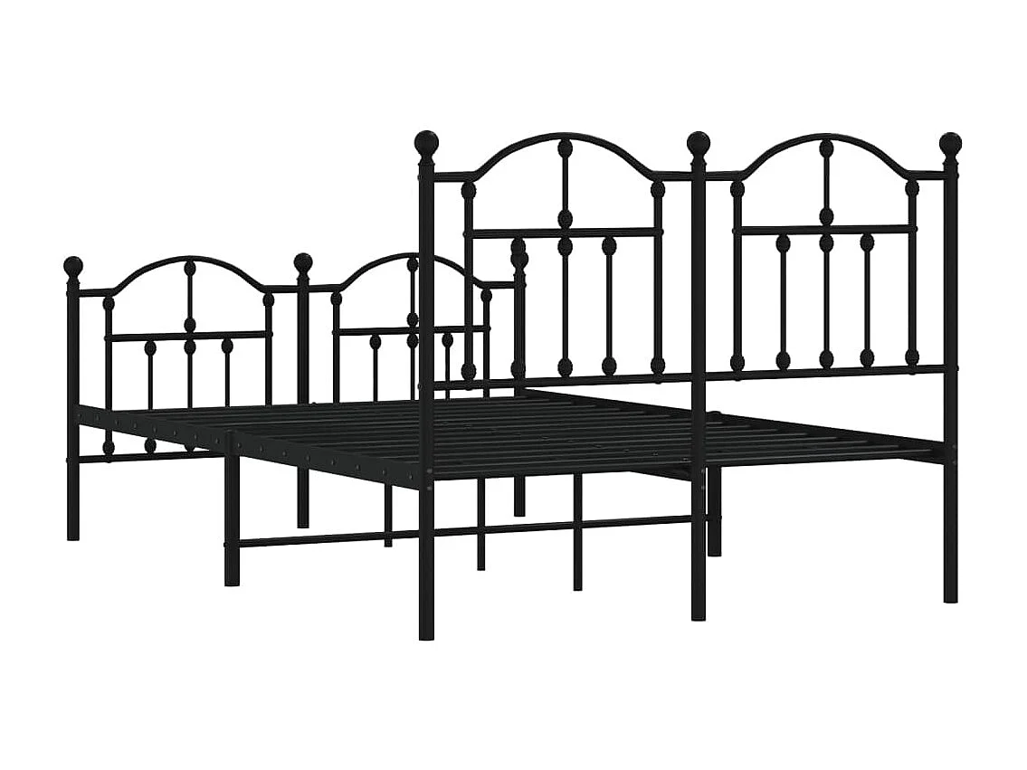 Cadre de lit métal avec tête de lit-pied de lit noir 120x200