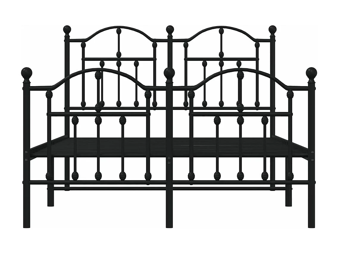 Cadre de lit métal avec tête de lit-pied de lit noir 120x200