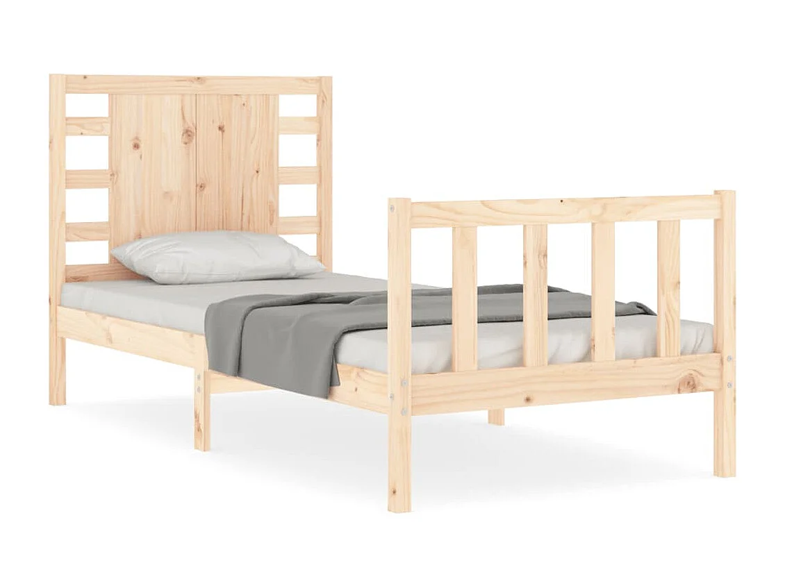 Cadre de lit avec tête de lit 90x200 bois massif