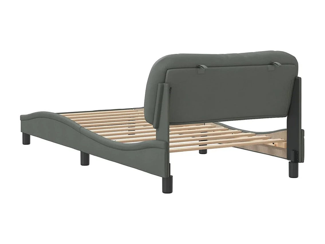 Cadre de lit avec tête de lit Gris foncé 100x200 Tissu