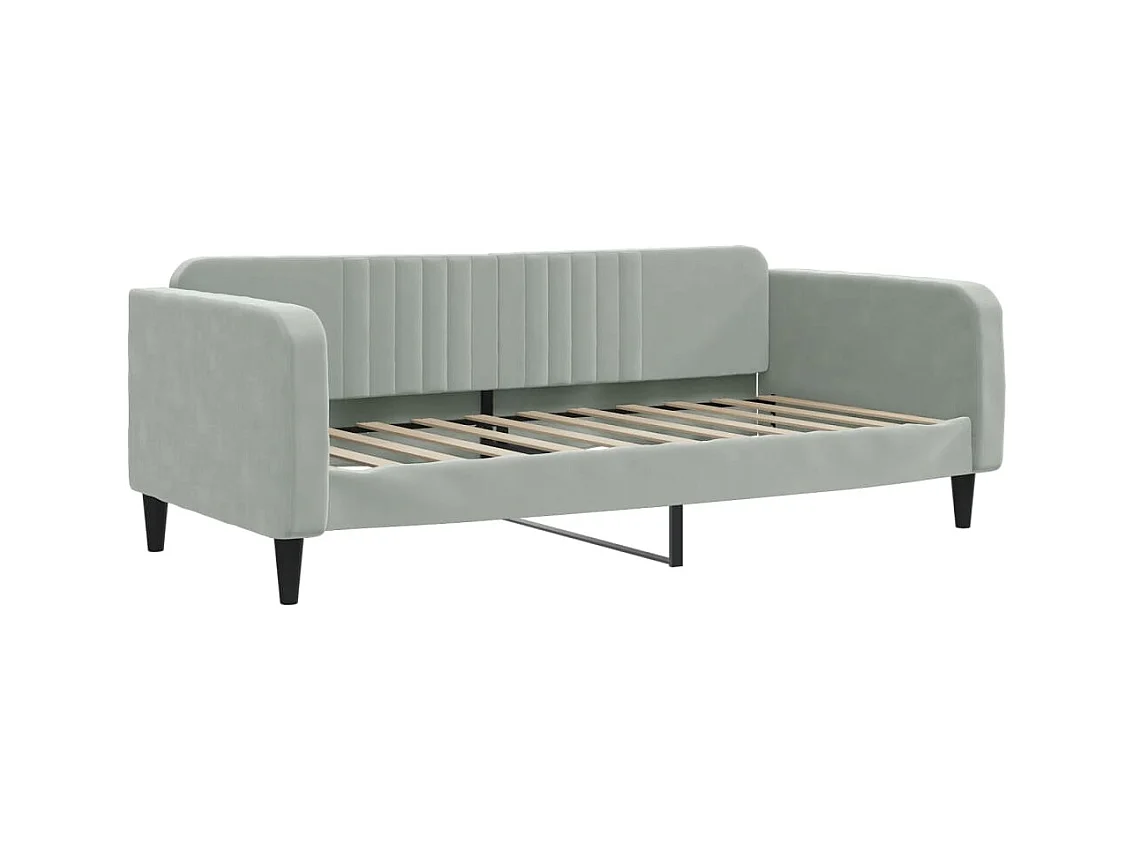 Lit de repos gris clair 90x190 velours