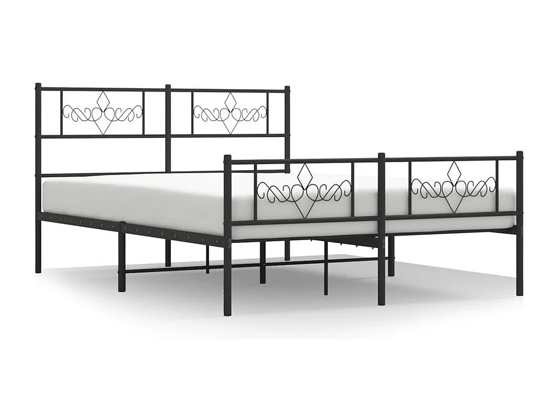 Cadre de lit métal avec tête de lit-pied de lit noir 140x190