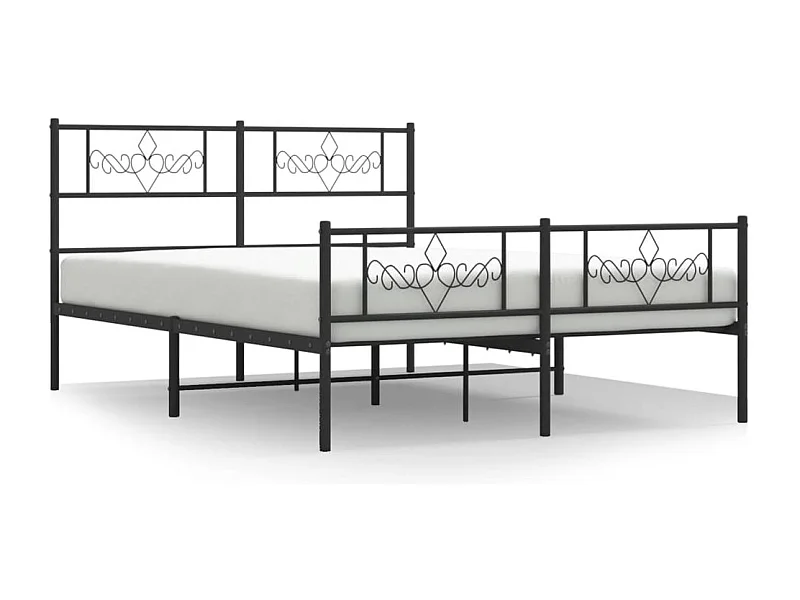 Cadre de lit métal avec tête de lit-pied de lit noir 140x190