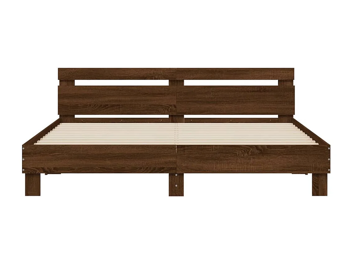 Cadre de lit avec tête de lit et LED chêne marron 200x200