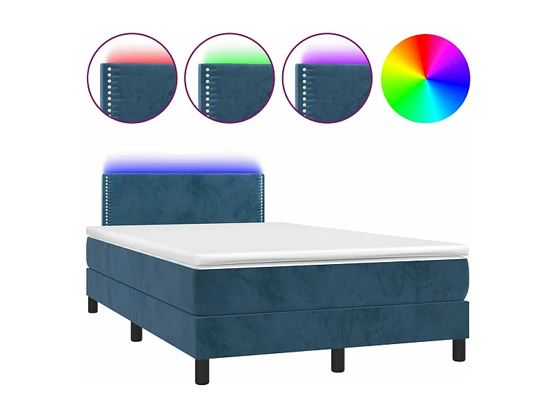 Sommier à lattes de lit avec matelas LED Bleu foncé 120x200