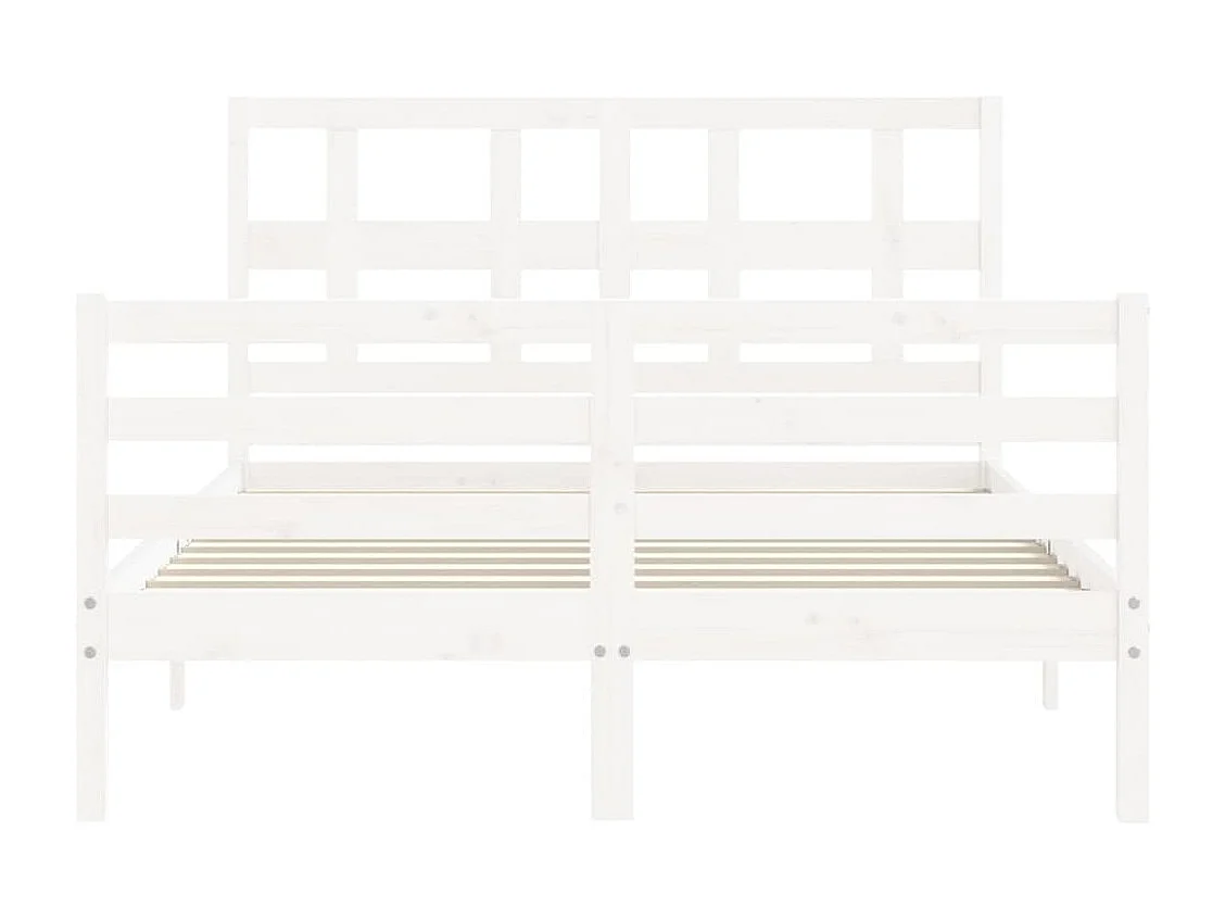 Cadre de lit avec tête de lit blanc 120x200 bois massif