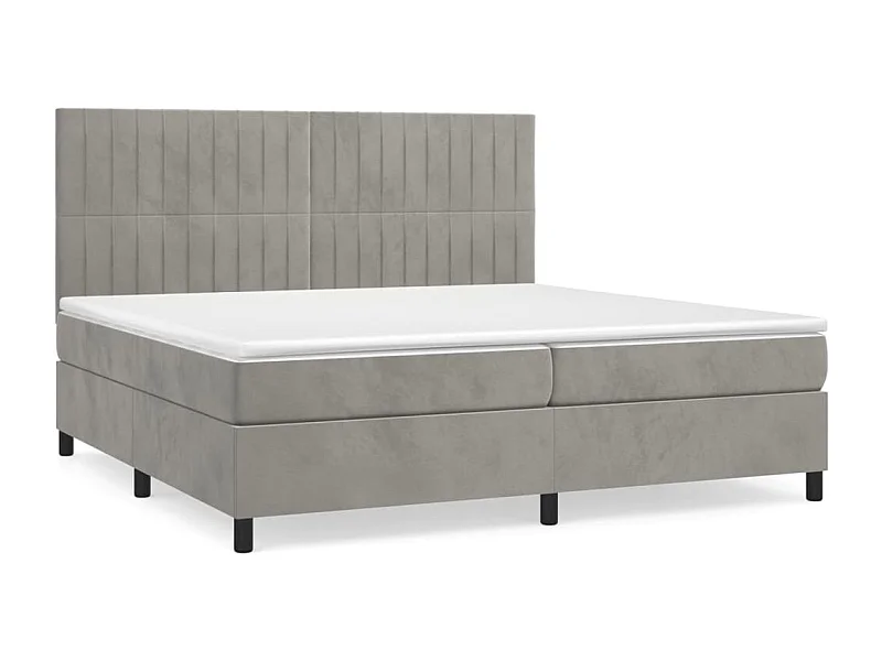 Sommier à lattes de lit et matelas Gris clair 200x200 Velours