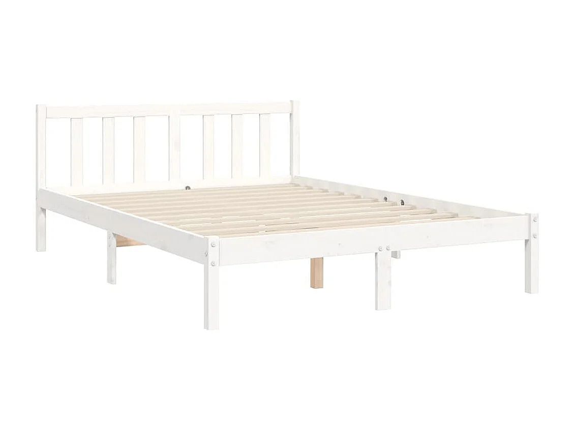 Cadre de lit avec tête de lit blanc 120x200 bois massif