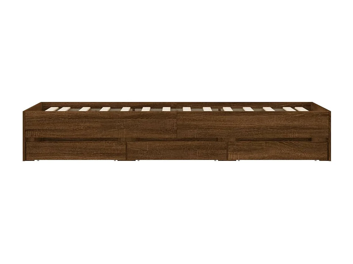 Cadre de lit et tiroirs chêne marron 100x200 bois ingénierie