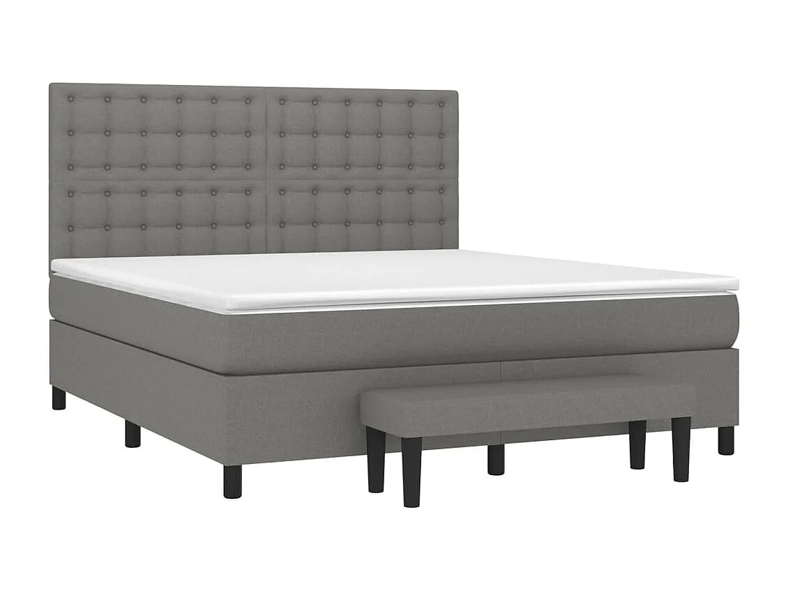 Lit à sommier tapissier avec matelas Gris foncé 160x200 Tissu 7