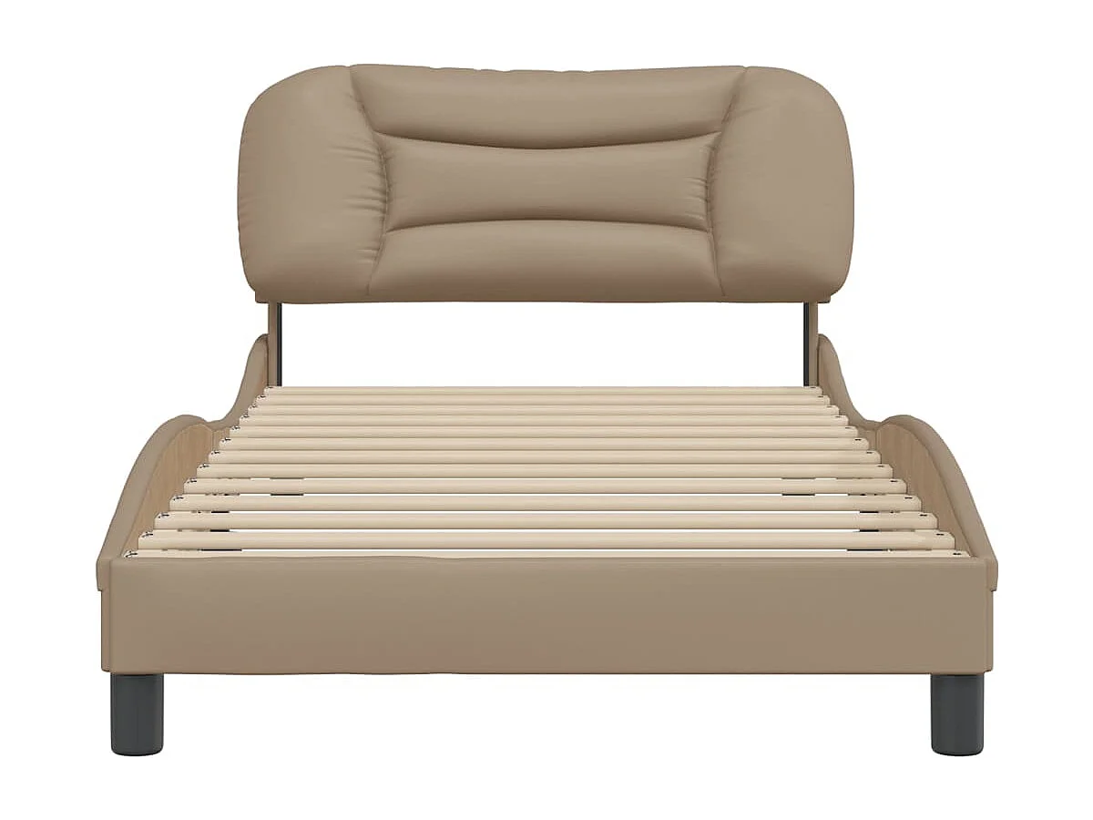 Cadre de lit avec tête de lit Cappuccino 100x200 Similicuir