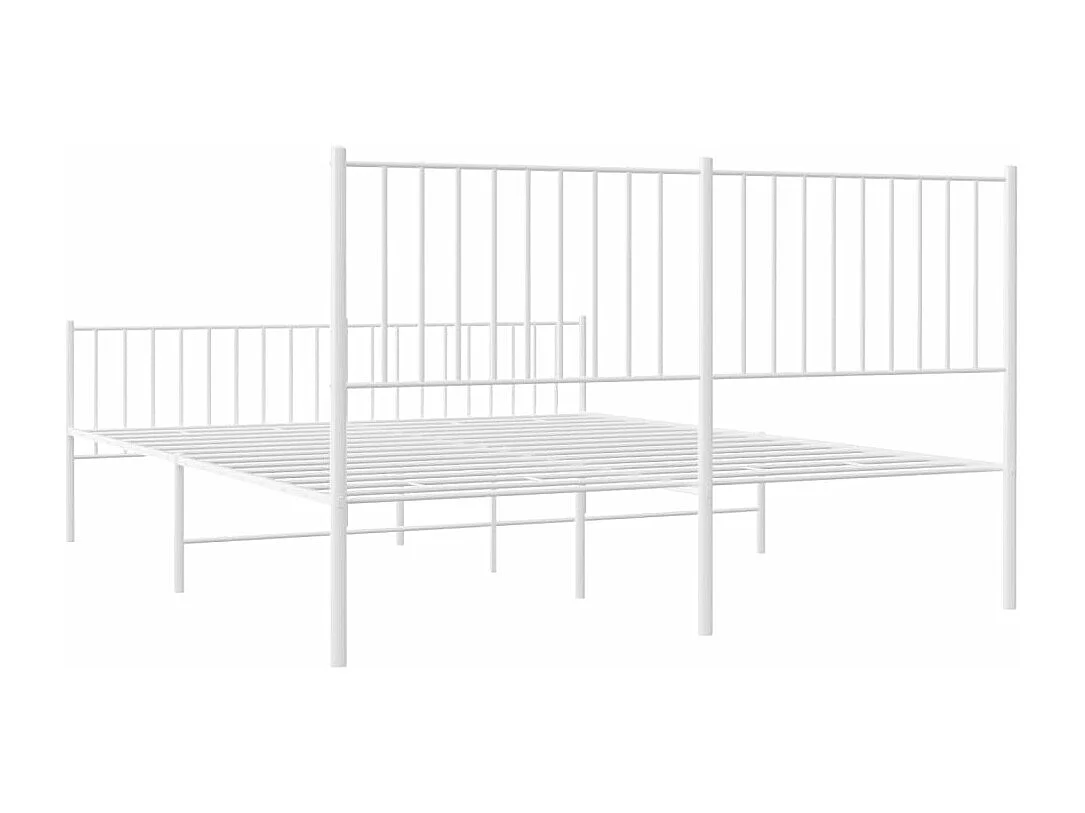 Cadre de lit métal avec tête de lit-pied de lit blanc 160x200